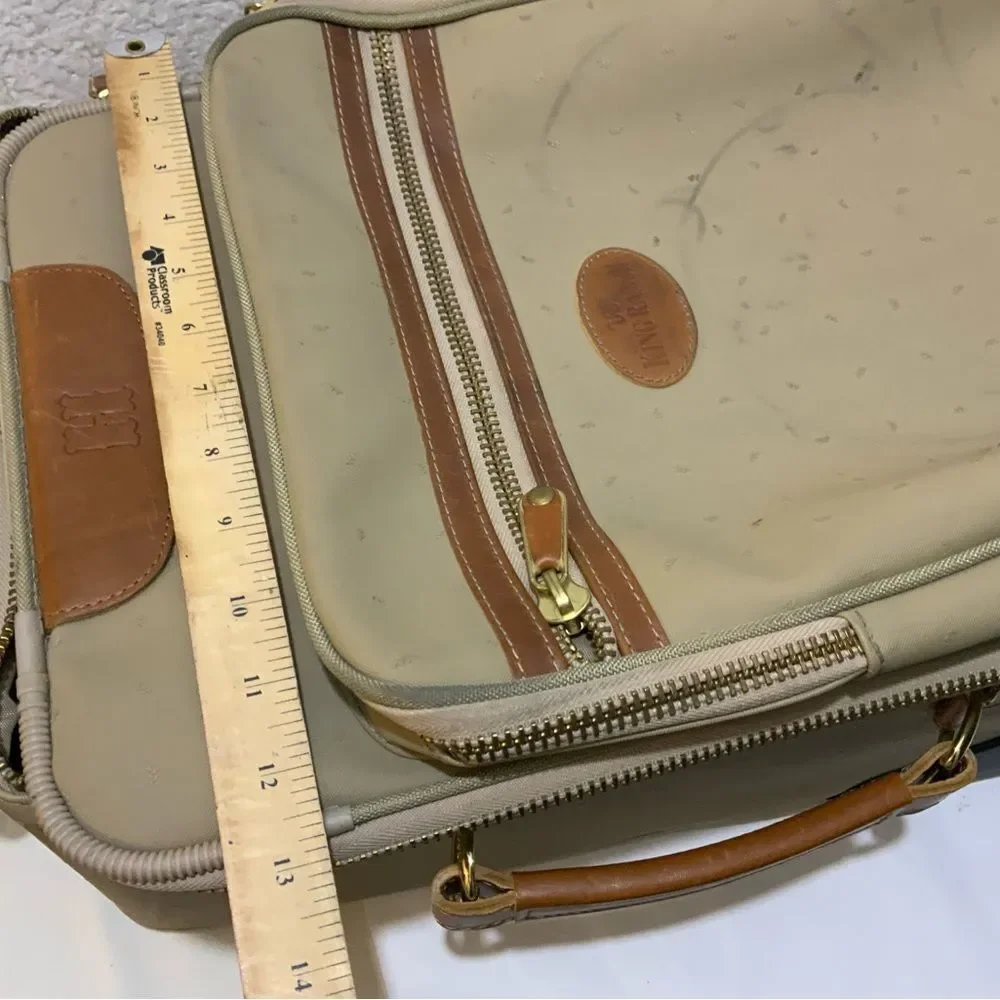 King Ranch, leather trim suitcase roller bag carry-on, luggage 18”